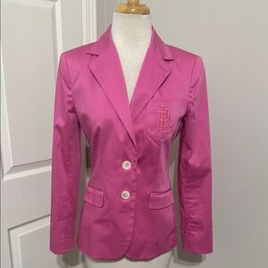 Lauren Ralph Lauren pink blazer with embroidered logo, size 4
